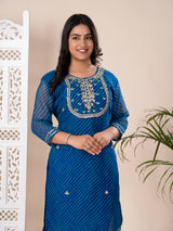 KcPc New Arrival Jaipuri Traditional Marwadi Leheriya Gotapatti Handwork Long Straight KurtiKML