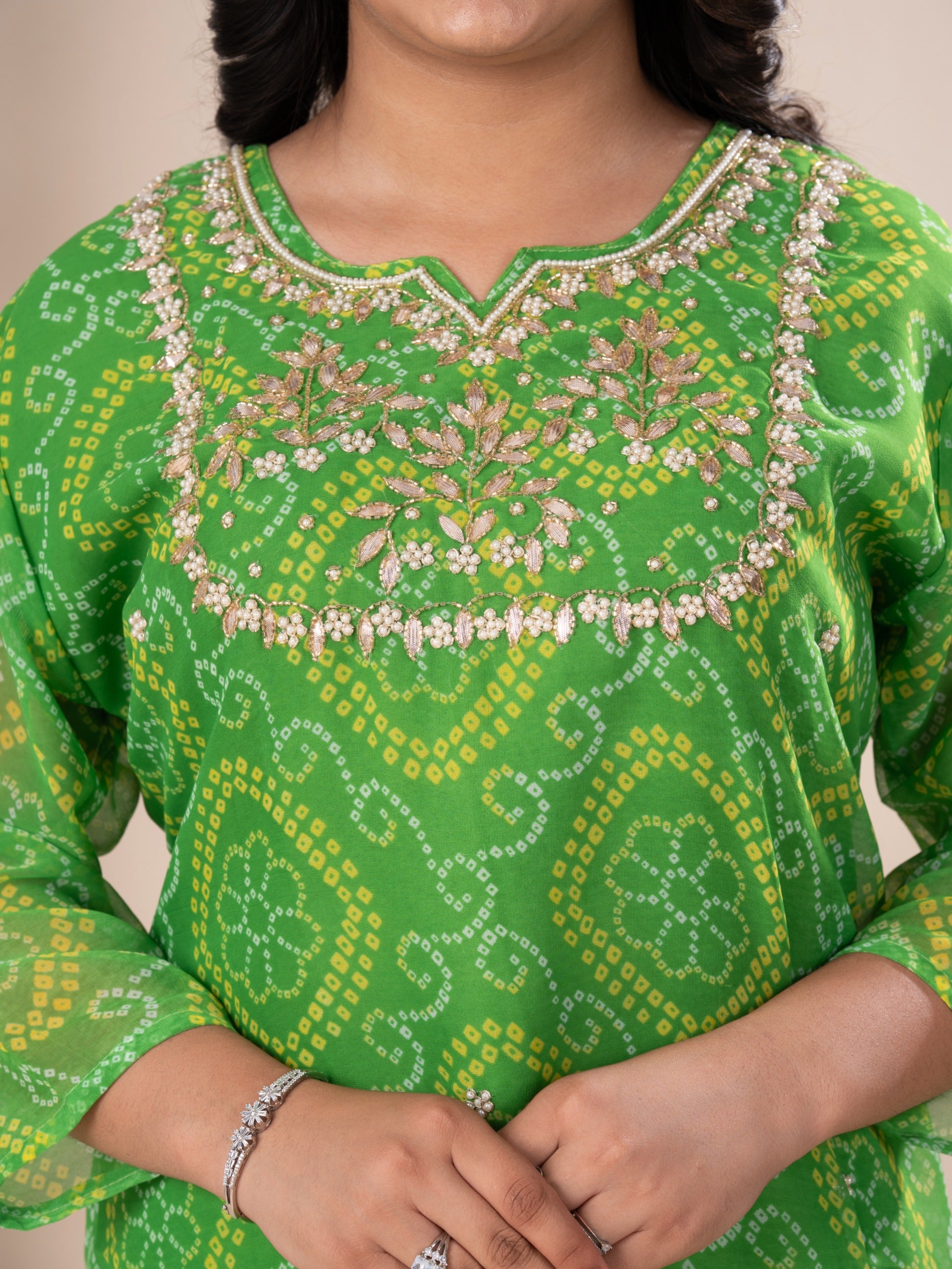 KcPc New Arrival Jaipuri Traditional Marwadi Gotapatti Handwork Long Straight KurtiKML