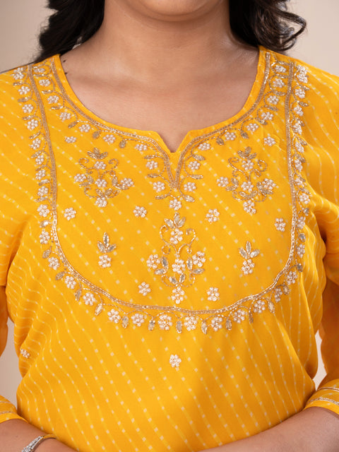 KcPc New Jaipuri Traditional Marwadi Gotapatti Handwork Long Straight Kurtis