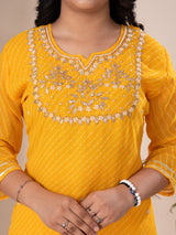 KcPc New Beautiful Jaipuri Traditional Marwadi Gotapatti Handwork Long Straight KurtiKML
