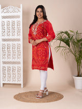 KcPc Rajasthani Pure Georgette Marwadi Chunri Bandhej Gotapatti Zaridoji work KurtisKML