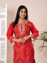 KcPc Rajasthani Pure Georgette Marwadi Chunri Bandhej Gotapatti Zaridoji work KurtisKML
