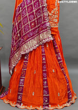  Traditional Indian Gaji Silk Bandhani Lehenga with Gota Patti work