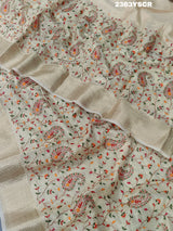 A cream-colored Kota Doriya saree with floral pattern