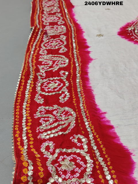 KcPc New Beautiful Gaji Silk Bandhani Gota patti work Dupatta AMT