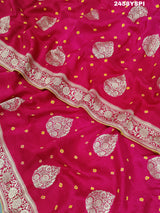 A pink Dola Silk Banarasi saree with Zari weaving work