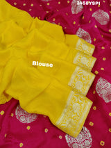 A pink Dola Silk Banarasi saree with Zari weaving work