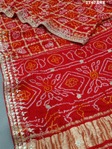 gaji silk bandhani saree with gotapati work for royel weddings 