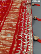 gaji silk bandhani saree with gotapati work for royel weddings 