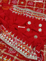 gaji silk bandhani saree with gotapati work for royel weddings 