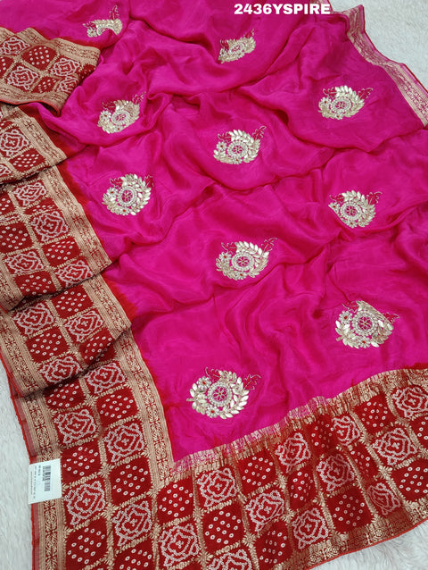 KcPc New Latest Munga Silk Banarasi Style With Cutdana Gotapatti Work Saree RG