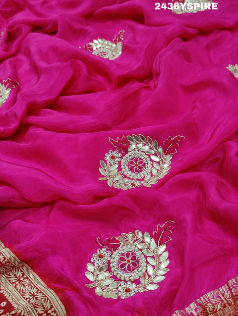 KcPc New Latest Munga Silk Banarasi Style With Cutdana Gotapatti Work Saree RG
