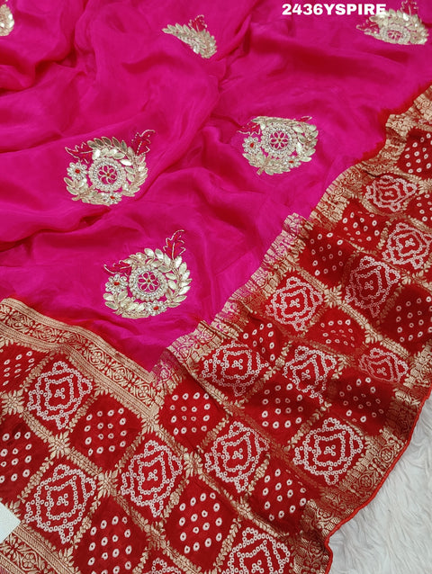 KcPc New Latest Munga Silk Banarasi Style With Cutdana Gotapatti Work Saree RG