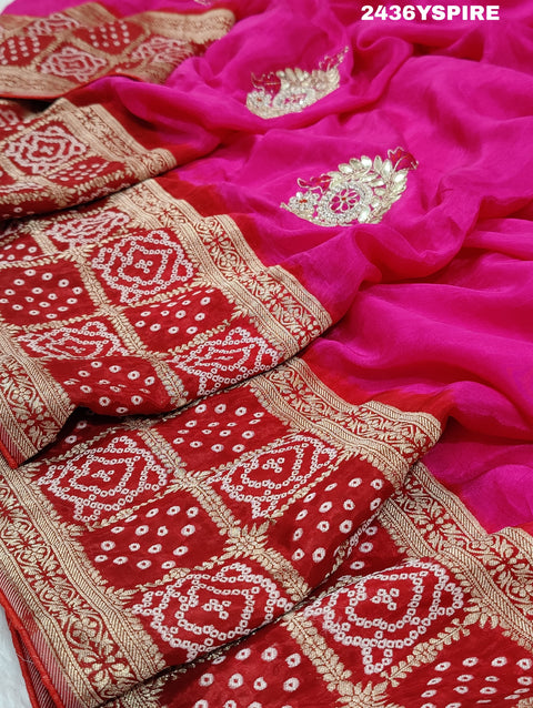 KcPc New Latest Munga Silk Banarasi Style With Cutdana Gotapatti Work Saree RG