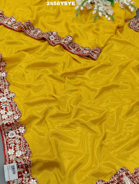 KcPc Latest New Chinon Silk Bollywood Style With Sequence Gotapatti Work Saree PDM