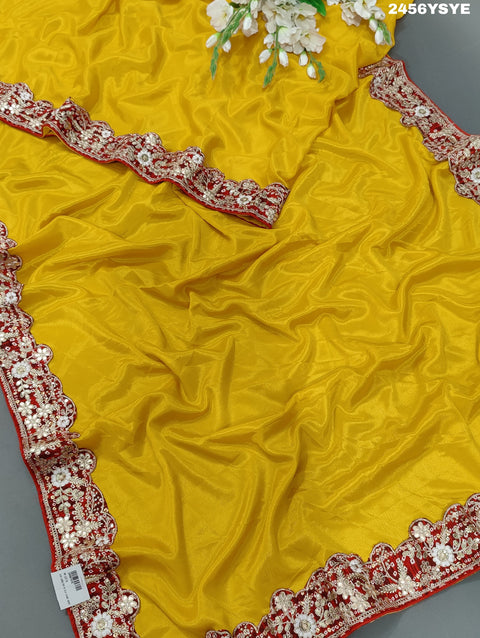 KcPc Latest New Chinon Silk Bollywood Style With Sequence Gotapatti Work Saree PDM