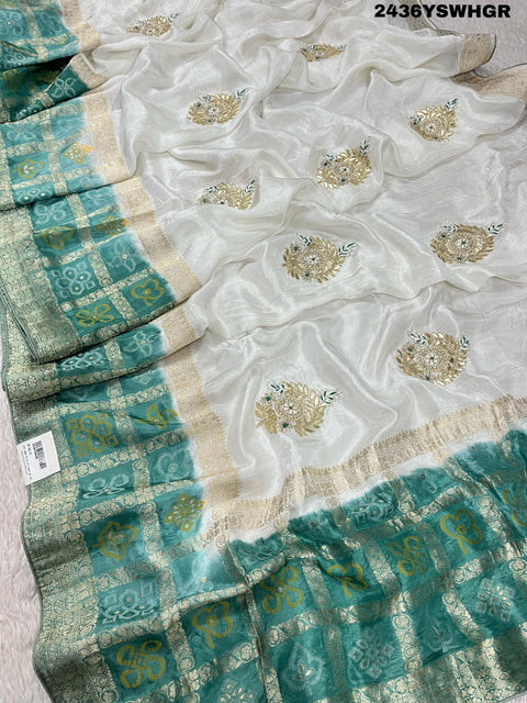 KcPc New Munga Silk Banarasi Style With Cutdana Gotapatti Work Saree RG