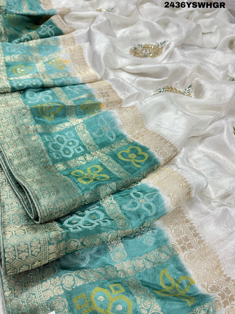 KcPc New Munga Silk Banarasi Style With Cutdana Gotapatti Work Saree RG