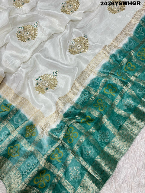 KcPc New Munga Silk Banarasi Style With Cutdana Gotapatti Work Saree RG