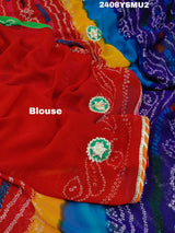 Mos Chiffon Silk Bandhani Saree with Gotapatti Work