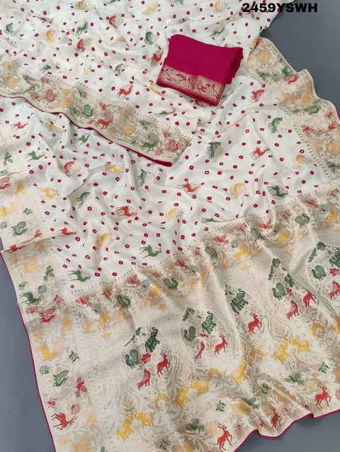 KcPc New Chinon silk Beautiful Kalamkari Style Saree RB