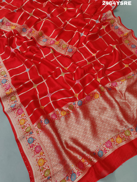KcPc New Chinon Silk Bandhani Zari Weaving Saree RB