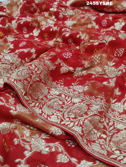 KcPc New Georgatte Banarasi Style With Cutdana Work Saree MOH
