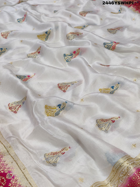 KcPc New H O Silk Banarasi Cutdana Work Saree RB