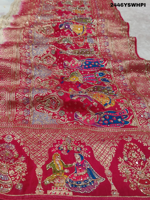 KcPc New H O Silk Banarasi Cutdana Work Saree RB