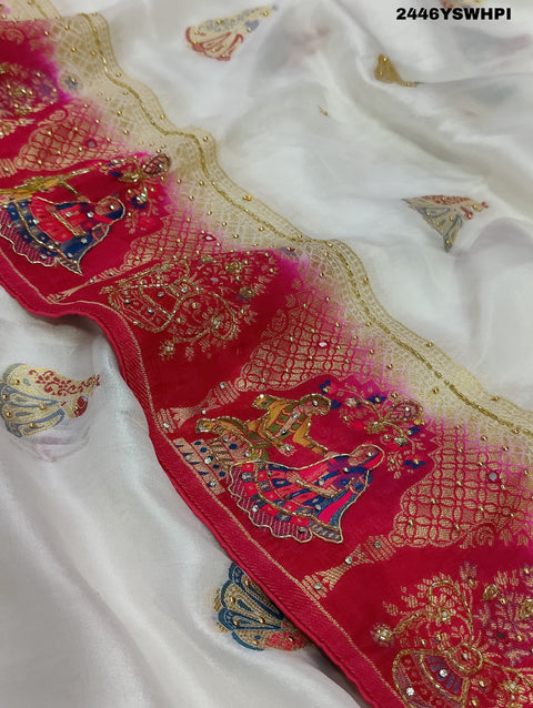 KcPc New H O Silk Banarasi Cutdana Work Saree RB