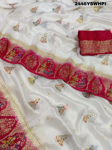 KcPc New H O Silk Banarasi Cutdana Work Saree RB