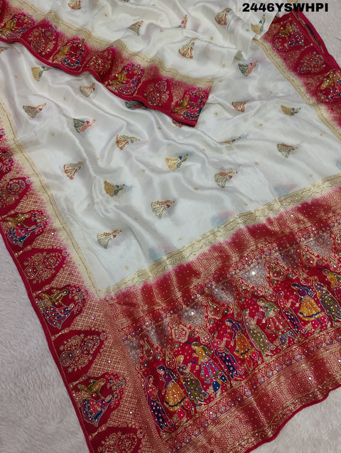 KcPc New H O Silk Banarasi Cutdana Work Saree RB