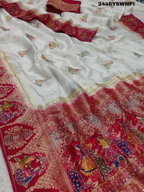 KcPc New H O Silk Banarasi Cutdana Work Saree RB