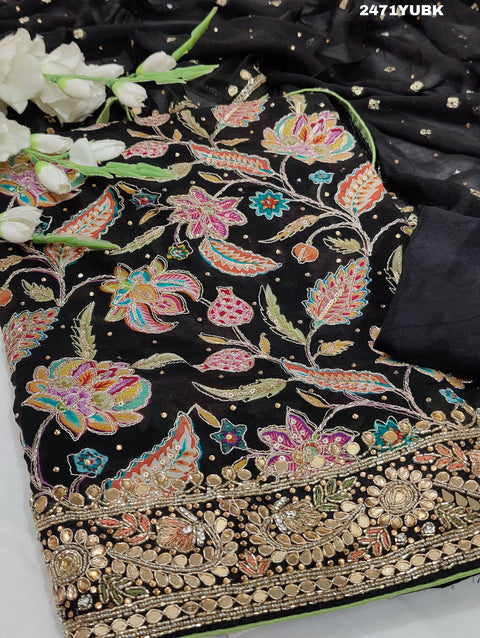 KcPc New Pure chiffon Printed Style With Cutdana Gotapatti work Suit  CSA
