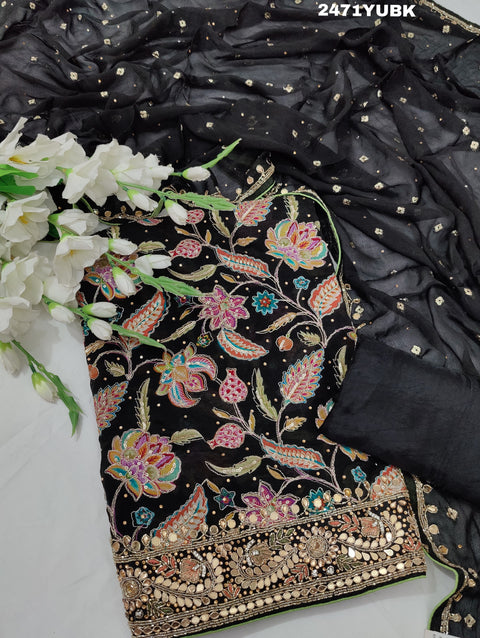 KcPc New Pure chiffon Printed Style With Cutdana Gotapatti work Suit  CSA