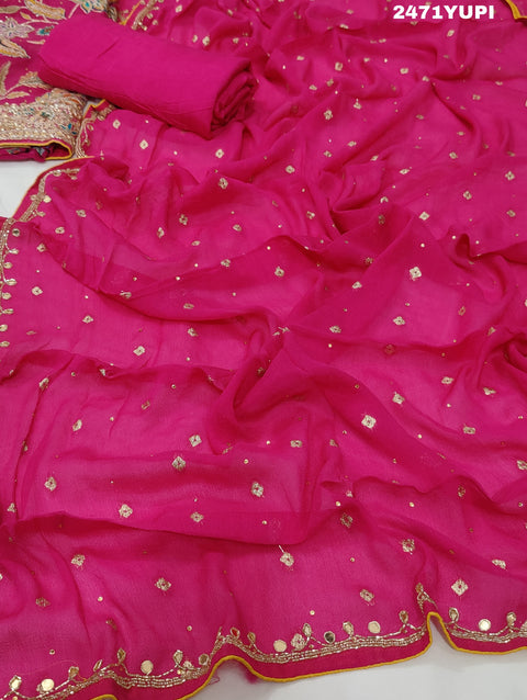 KcPc New Pure chiffon Printed Style With Cutdana Gotapatti work Suit  CSA