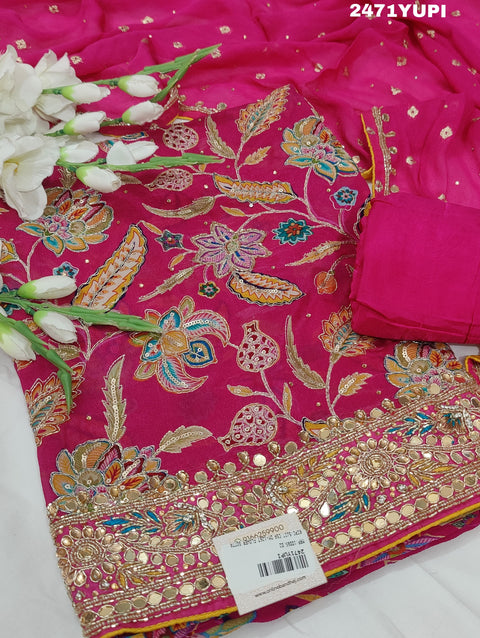 KcPc New Pure chiffon Printed Style With Cutdana Gotapatti work Suit  CSA