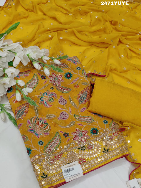 KcPc New Special Pure chiffon Printed Style With Cutdana Gotapatti work Suit  CSA