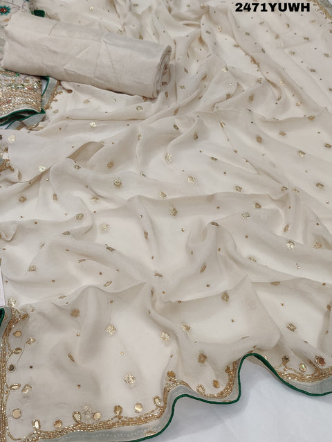 KcPc New Latest Pure chiffon Printed Style With Cutdana Gotapatti work Suit  CSA