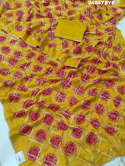 KcPc New Beautiful Upada Silk Bandhani Style With Gotapatti Work Saree SVD