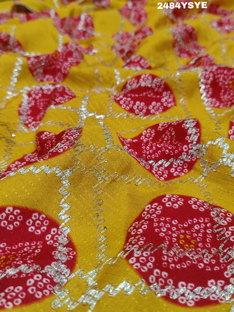 KcPc New Beautiful Upada Silk Bandhani Style With Gotapatti Work Saree SVD