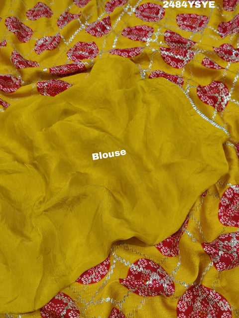 KcPc New Beautiful Upada Silk Bandhani Style With Gotapatti Work Saree SVD