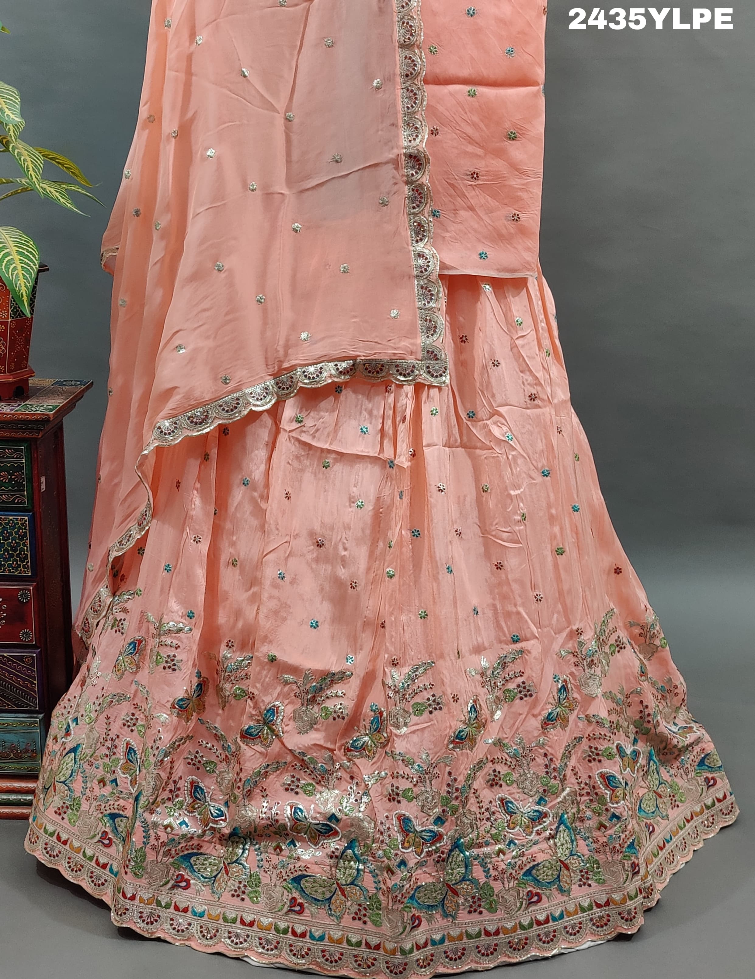 KcPc NewElegant Chinon Silk Lehenga with Sequin and Gota patti Touches BTU