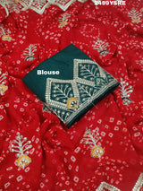 Georgette Bandhani Style Fabric with Sequin Embroidery Work Saree 