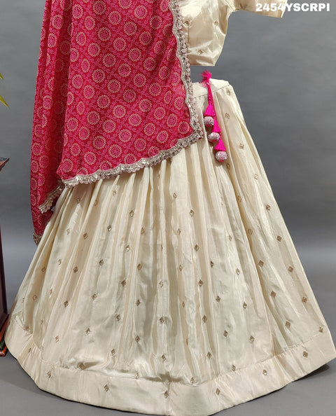 KcPc Chinon Bandhani Lehenga with Sequin and Tari Work Lehenga SAR