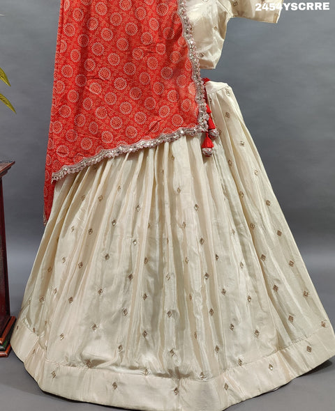 KcPc New Chinon Bandhani Lehenga with Sequin and Tari Work Lehenga SAR