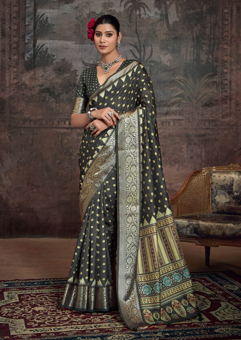 KcPc New Beautiful Munga Silk Printed Style With Zari Weaving  Border Work Saree STR