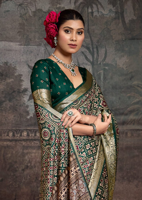 KcPc Latest New Munga Silk Printed Style With Zari Weaving  Border Work Saree STR