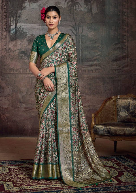 KcPc Latest New Munga Silk Printed Style With Zari Weaving  Border Work Saree STR