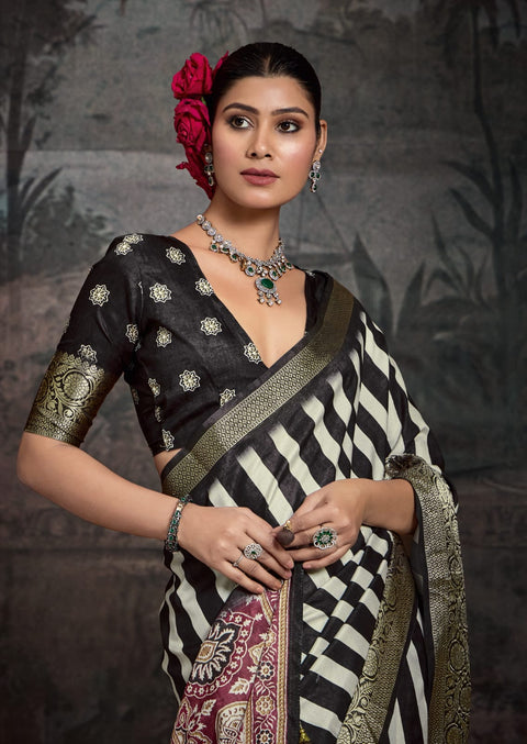 KcPc Latest Munga Silk Printed Style With Zari Weaving  Border Work Saree STR